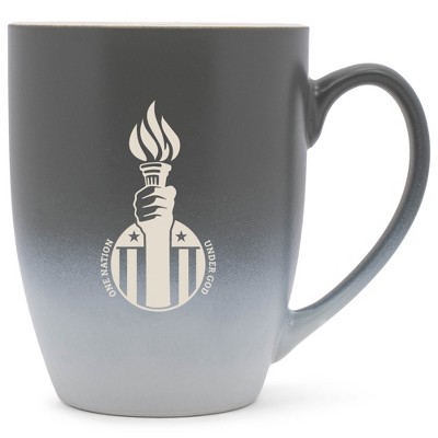100 North United States of America 10 Ounce Gray and White Two Toned Ombre, Comfortably Fits Your Hands, Ceramic Tea Coffee Cup Mug, One Nation Under