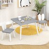 Tangkula 3 Pieces Kids Table & Chairs Set Children Wooden Furniture Set w/ Solid Wood Legs Gray - 2 of 4