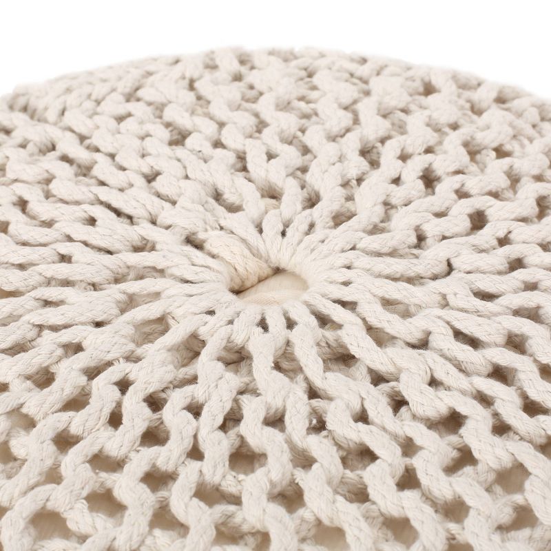 Barwick Modern Knitted Round Pouf Ivory - Christopher Knight Home, 6 of 11