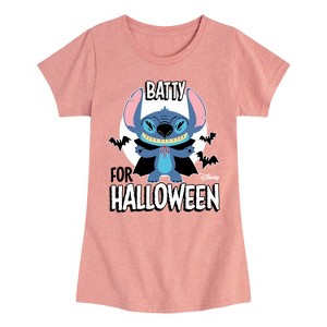 Girls' - Lilo and Stitch - Batty For Halloween Fitted Short Sleeve Graphic T-Shirt - 1 of 4