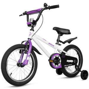 Hykolity 16 Inch Kids Bikes Boy Girl BMX Bicycle Ages 4 5 6 Years Old Coaster Brake Sport Cycling Child Bike with Training Wheels White - 1 of 4