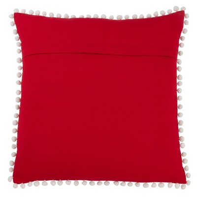 18 in. Red Sugar Skull Cotton Pillow with Tassels