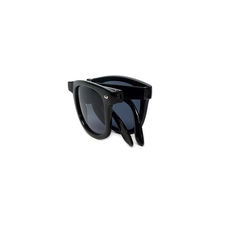 Calabria Classic Folding Wayfarer Sunglasses with 100% UVA/UVB Protection (Black Frame & Green Lens), 5 of 6