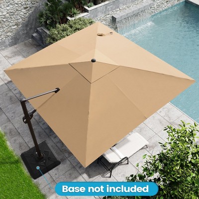 Crestlive Products 11FT Square Cantilever Umbrella Outdoor 360 Degree Rotation Offset Umbrella 6 Heights Adjustable Cantilever Patio Umbrella