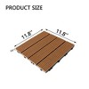11 PCS 11.7" X 11.7" Square Plastic Wood Deck Tiles, Outdoor Terrace Flooring，Light Brown - 4 of 4