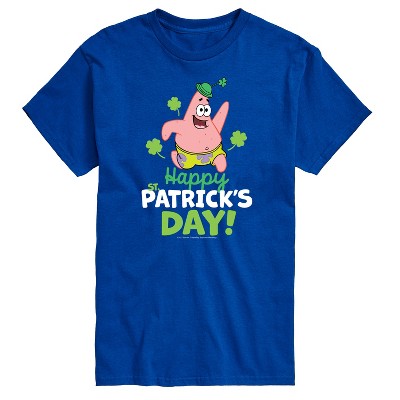 SpongeBob Squarepants Happy St. Patricks Day Short Sleeve Graphic T-Shirt - Royal Blue - LG Big and Tall