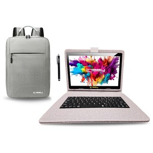 LINSAY 10.1" OCTA CORE 128GB STORAGE ANDROID 14 BUNDLE with DESIGNER CLOTH KEYBOARD CASE and STYLISH COMPACT BACKPACK and PEN STYLUS - 1 of 4