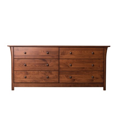 Gevina Solid Maple Wood 6 Drawer Dresser Dark Cherry - HOMES: Inside + Out
