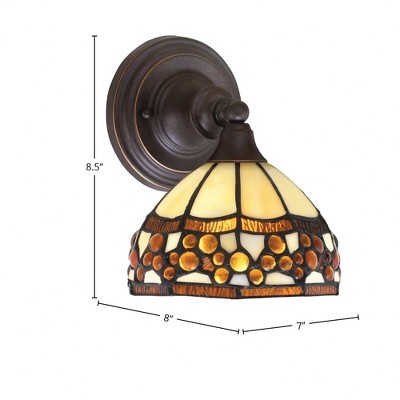 Toltec Lighting Any 1 - Light Sconce in  Dark Granite with 7'' Roman Jewel Art Glass Shade