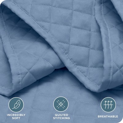 Coronet Blue Twin Microfiber Diamond Stitched Coverlet Set