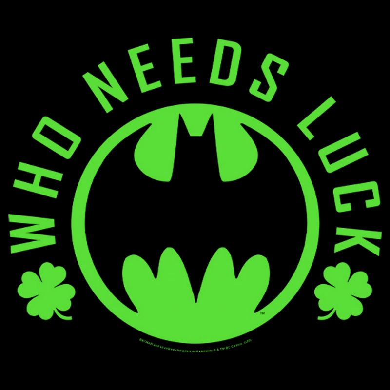 Men's Batman St. Patrick's Day Who Needs Luck Bat Logo T-Shirt, 2 of 6