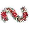 Christmas Garland for Fireplace, 6ft Pre Lit Xmas Garland with Artificial Flowers Pinecones Ball Ornaments for Mantle Fireplace Stairs - 2 of 4