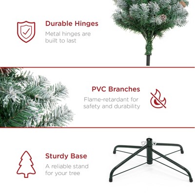 6ft Green and White PVC Pine Christmas Tree with Metal Base