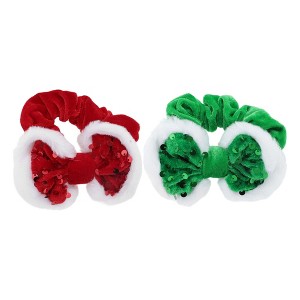 Unique Bargains Christmas Hair Hair Ties Bow Tie for Christmas 2 Pcs - 1 of 4