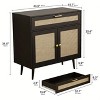 HDZNVF Boho Wood Lateral Filing Cabinet with Storage, Mid Century Modern Accent Chest with Adjustable Shelf - 3 of 4