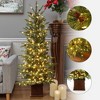 LuxenHome 5Ft Pre-Lit Artificial Pine Christmas Tree with Pinecones and Black Square Planter Pot Green - 2 of 4