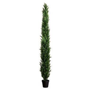 10ft. UV Resistant Artificial Cedar Pine Tree (Indoor/Outdoor) – Durable Seasonal Holiday X-Mas Display - 1 of 4