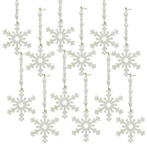 SEVOBAL Tree Ornaments Set of 12 Intricate Snowflake Hanging Decor with Frosted Finish Christmas Display Accents, White, 9.8"*4.7"*0.6" - 1 of 4