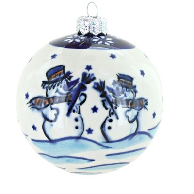 Blue Rose Polish Pottery Frosty Friend Christmas Ornament