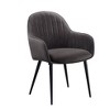25" Caspian Accent Chair Dark Gray Fabric/Black Finish - Acme Furniture: Upholstered Vanity Chair with Channel-Tufted Backrest - 2 of 4