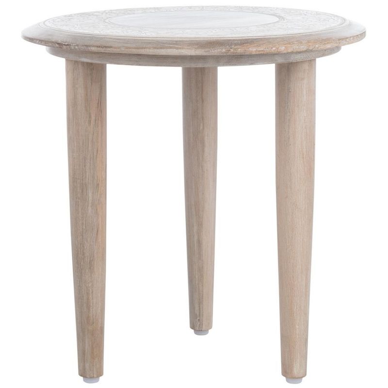 Rehnuma Carved Side Table - White Wash - Safavieh., 1 of 7