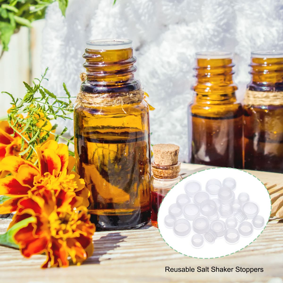 Unique Bargains Plastic Salt Shaker Stoppers Replacement Plug Bottle Cap 20 Pcs - thumbnail 3
