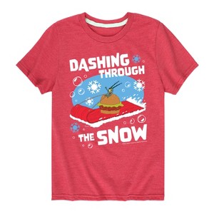 Boys' - SpongeBob SquarePants - Dashing Through The Snow Short Sleeve Graphic T-Shirt - 1 of 4