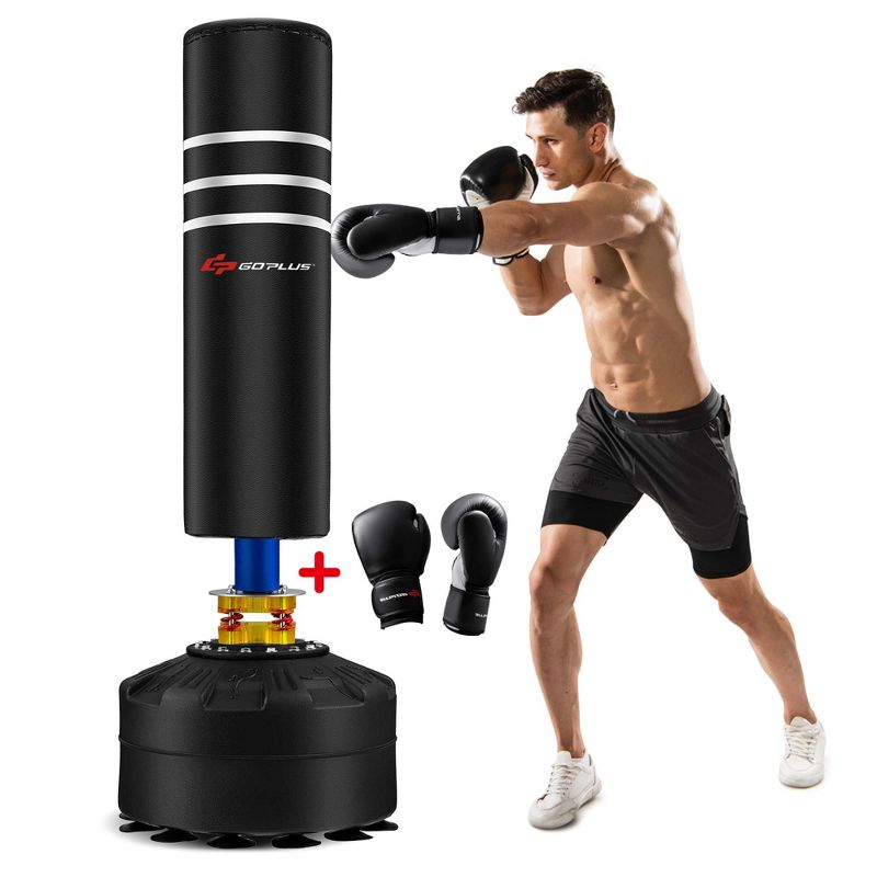 Costway 70'' 220Lbs Freestanding Punching Boxing Bag w/12 Suction Cup Base Shock Absorber, 1 of 11