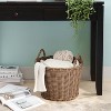 Kumasinova Round Resin Woven Laundry Basket with Handles,Multifunctional Storage Basket for Bathroom and Laundry Room,16" x 16" x 10.5",Walnut Brown - 4 of 4