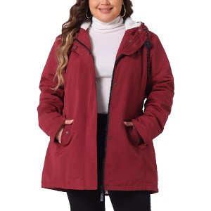 Agnes Orinda Women's Plus Size Fall Long Sleeve Hooded Warm Barn Jackets with Pockets - 1 of 4