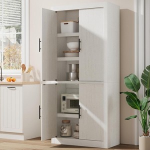 TackView Storage Cabinet with 4 Doors and Adjustable Shelves - Freestanding Kitchen Pantry Cupboard with Magnetic Doors for Dining and Living Room - 1 of 4