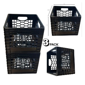 CrateMate Heavy-Duty 24QT Black Milk Crate for Storage & Organization | Perfect for Home, Camping, Worksite | Stackable, Durable, USA Made - 1 of 4