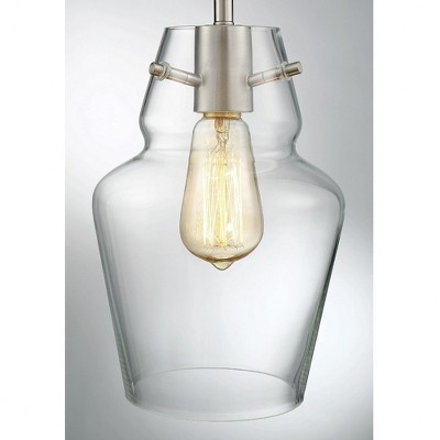 Vintage Satin Nickel Mini Pendant with Clear Glass Shade