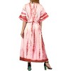 LA LEELA Women's House Daily Routine Evening Wear Loungewear Long Kaftan Cover Up Dress Maxi Dresses Caftans for Women 2X-3X Red, Tie Dye Design - image 3 of 4