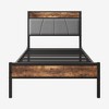 TOAOTBNBO Vintage Queen Bed Frame with Charging Station, Comfortable Queen Beds with Storage Headboard, Upholstered Queen Size Bed for Sleep - 2 of 4