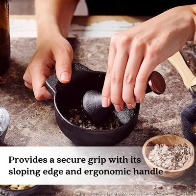 Nori 4" Black Cast Iron Mortar and Pestle Set