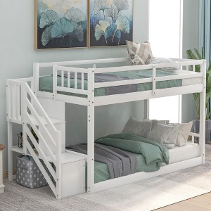 NicBex Bunk Bed Twin Size Bed Frame with Double Guardrails and Ladder for storage, No Spring Box Required, Easy to Climb - 1 of 4