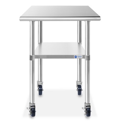 30 x 24 Inch Stainless Steel Kitchen Utility Table with Undershelf and Casters