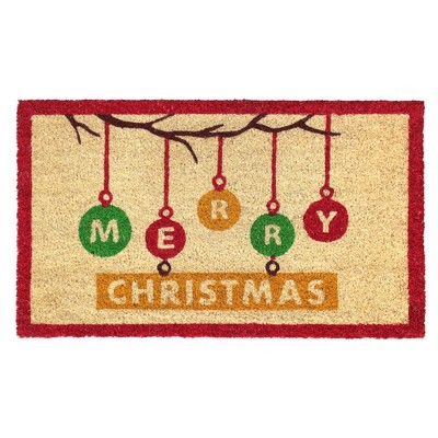 Raj 1'6" x 2'6" Tufted Ornaments Merry Christmas Doormat