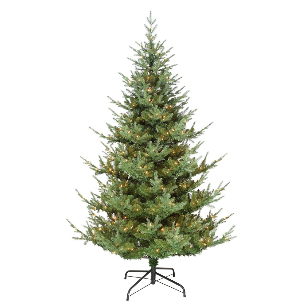 Photos - Garden & Outdoor Decoration Puleo 7.5' Pre-Lit Full Hillside Spruce Artificial Christmas Tree Warm White Lights 