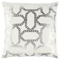 20"x20" Metalic Geometric Throw Pillow Silver - Rizzy Home