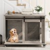 Classic Dog Crate End Table with Sliding Barn Door, Flip Top & Removable Divider – Indoor Pet House - 2 of 4