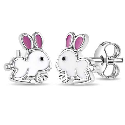 Girls' Hopping Bunny Standard Sterling Silver Earrings - In Season ...