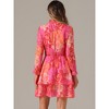 INSPIRE CHIC Women's Floral Long Sleeve Mock Neck Ruffle Layered Smocked Mini Dress - 4 of 4
