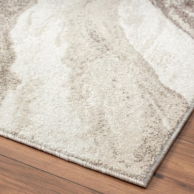 Brown and Off-White Abstract Marble 4x5 Area Rug