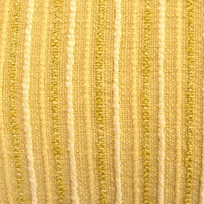 Yellow Woven Stripe Rectangular Cotton Throw Pillow