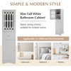 Whisen Retro Tall Bathroom Cabinet, Freestanding Storage Cabinet with Drawer, Fence-style Glass Door and Adjustable Shelf - 3 of 4