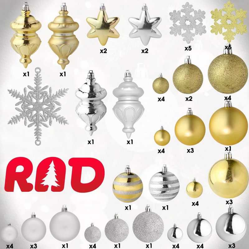 R N' Ds Christmas Snowflake Ball Ornaments - Gold and Silver - 76 Pack, 3 of 4