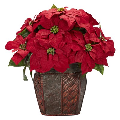 HomeStock Poinsettia with Decorative Silk Arrangement