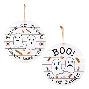 12" Trick or Treat/Out of Candy Double Sided Halloween Sign - National Tree Company - 1 of 4